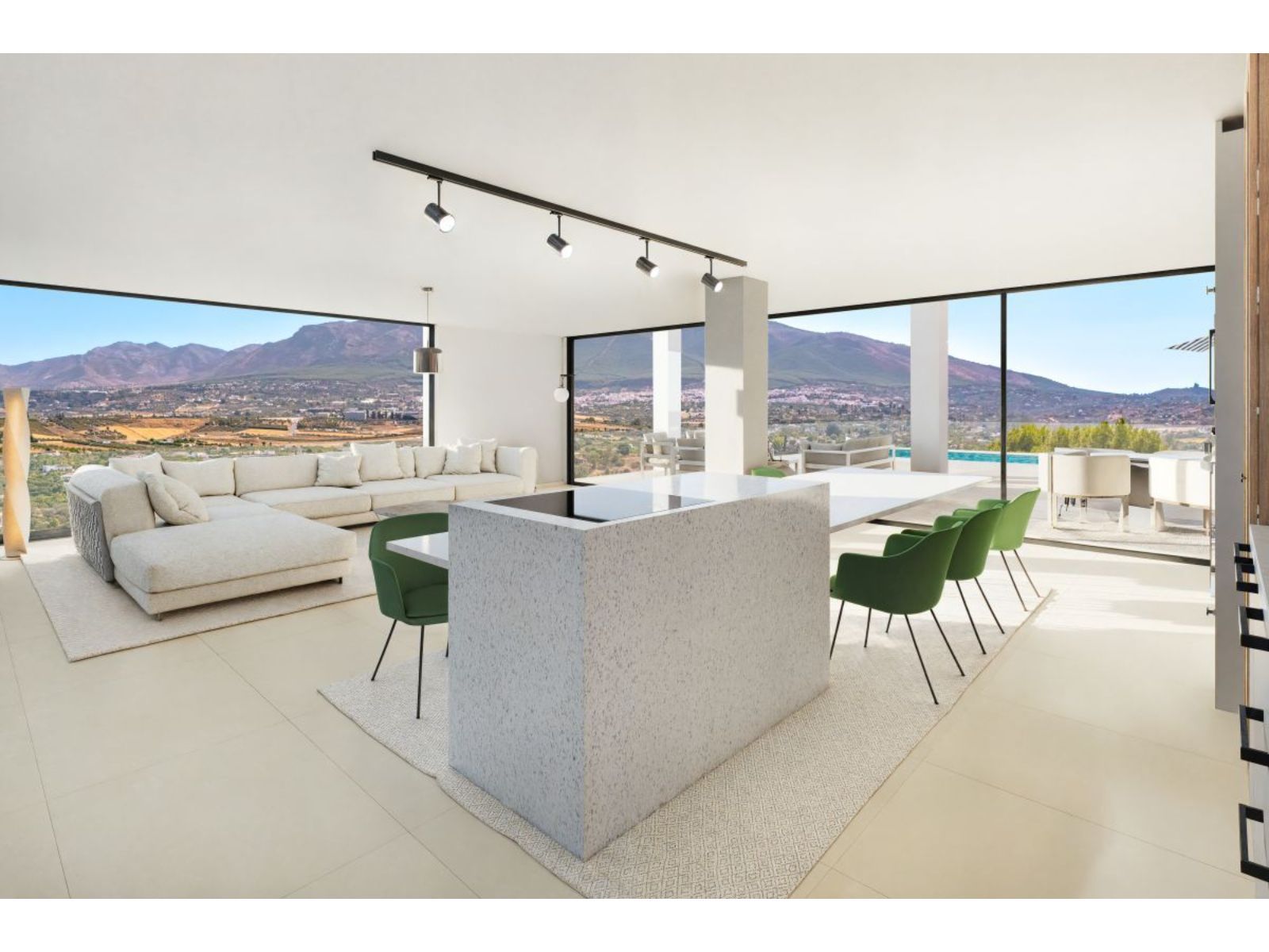 03 modern open plan living room with mountain view