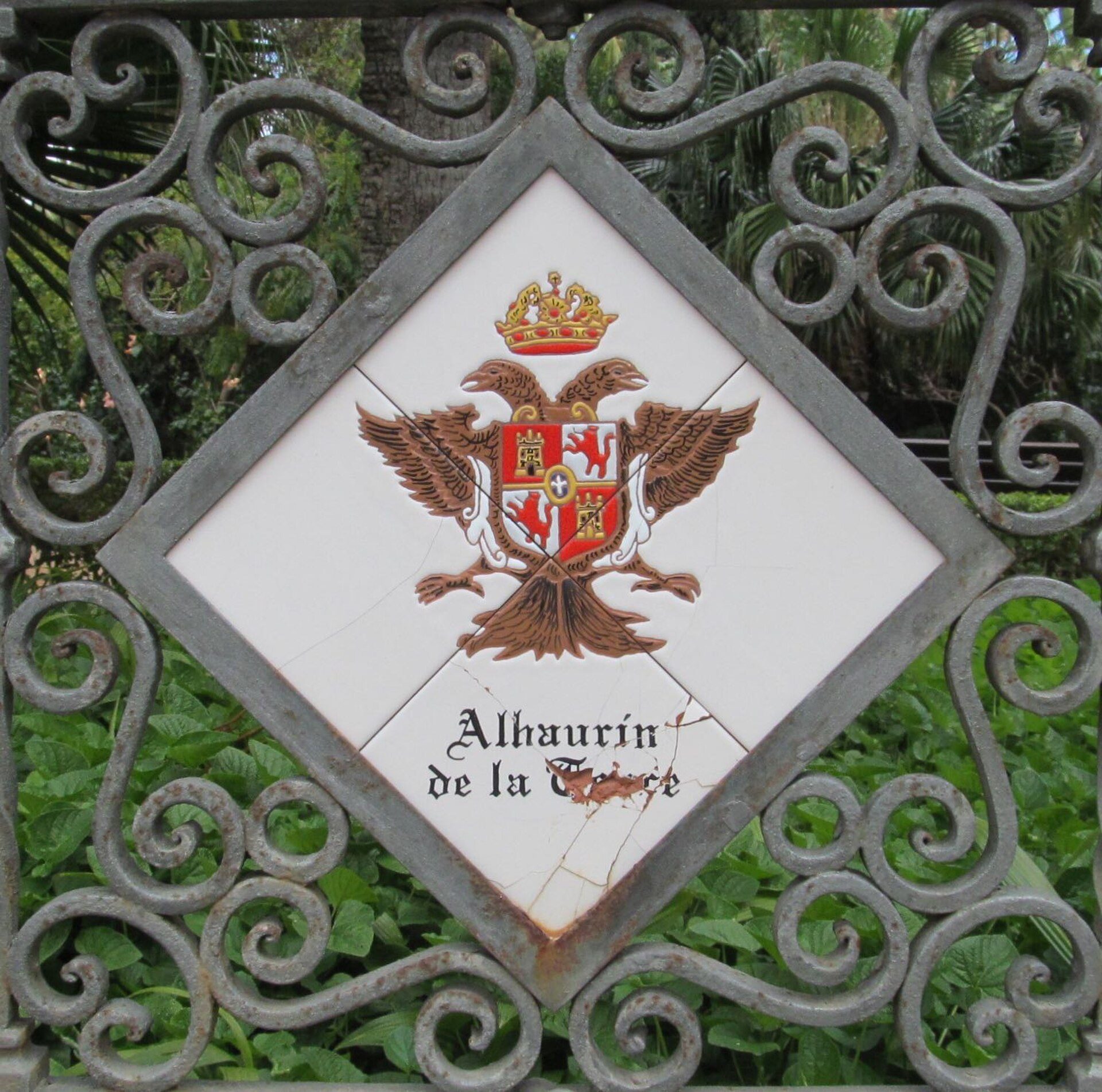 Málaga - Glazed ceramic tiles with the Coat of arms of the Alhaurín de la Torre 